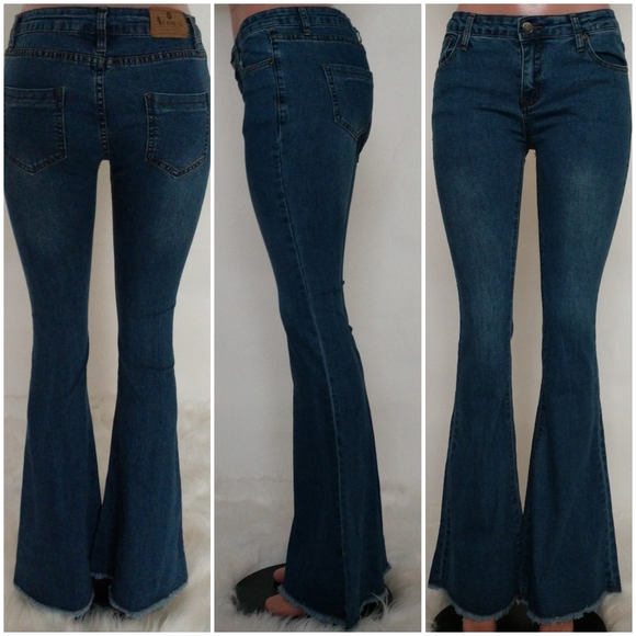 Denim flare fitted jeans. - Picture 10 of 12